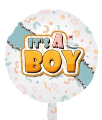 Фольгована кулька 18” коло "It`s a Boy" кораблик (Китай)
