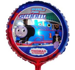 Фольгированный шар 18” круг с рисунком паровозик Томас красно синий Китай