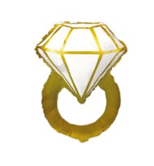 Фольгована кулька Велика фігура кільце з діамантом золоте (Flexmetal )