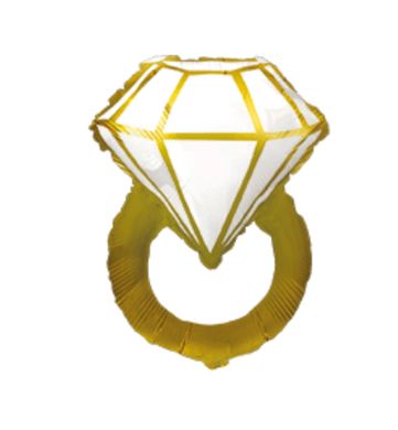 Фольгована кулька Велика фігура кільце з діамантом золоте (Flexmetal)