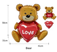 Фольгована Куля Стояча фігура ведмідь з сердцем 52 см (Китай)
